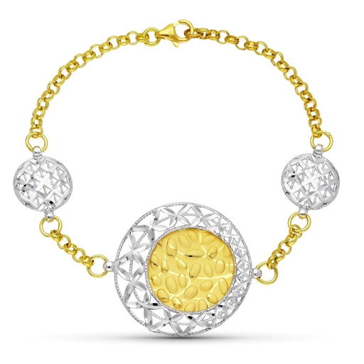 [P26001298] 18K PULSERA ORO BICOLOR LASER