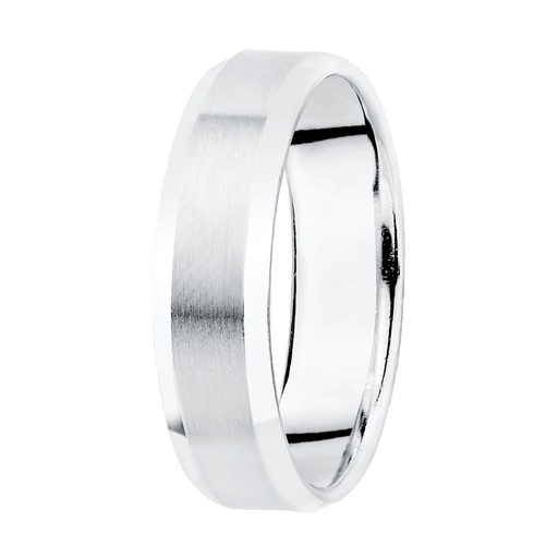[P26001327] 18K ALIANZA ORO BLANCO MATIZADA Y BORDES BRILLO 5 MM