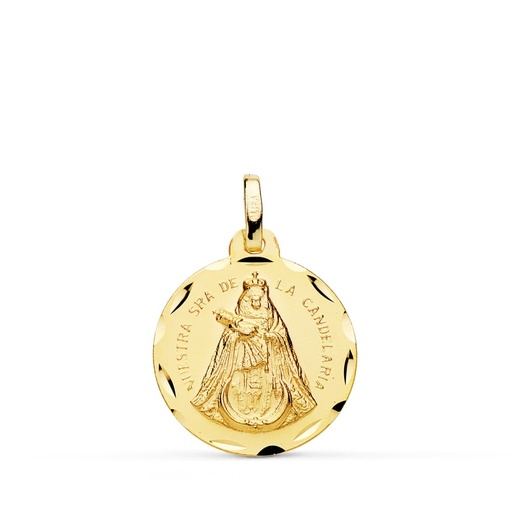 [P26001428] 18K MEDALLA NUESTRA SEÑORA DE LA CANDELARIA TALLADA 18 MM