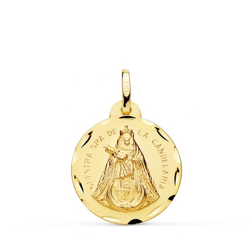 [P26001429] 18K MEDALLA NUESTRA SEÑORA DE LA CANDELARIA TALLADA 20 MM