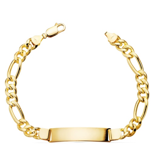 [P26001462] 18K ESCLAVA ORO AMARILLO ESLABON FIGARO CARTIER 3X1 HUECA ANCHO 7 MM 21.5 CM