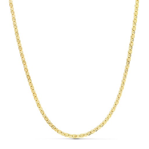 [P26006545] 18K CADENA ORO AMARILLO FORZADA HUECA ESLABON TALLADO LARGO 45 CM ANCHO 2 MM