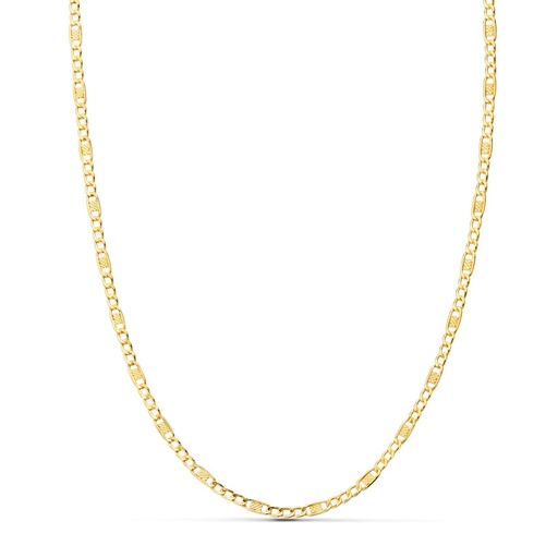 [P26006645] 18K CADENA ORO AMARILLO COMBINADA HUECA 3X1. LARGO 45 CM ANCHO 2 MM