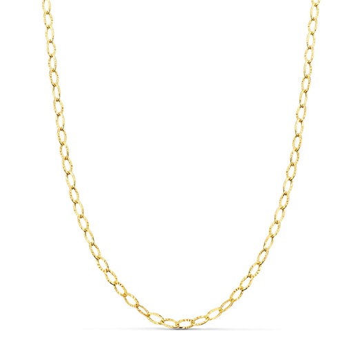 [P26006840] 18K CADENA ORO AMARILLO FORZADA TALLADA HUECA LARGO 40 CM ANCHO 2.5 MM