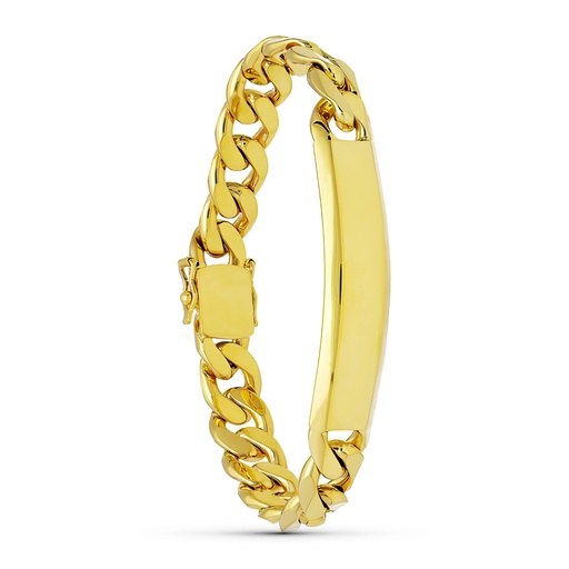 [P26009998] 18K PULSERA ORO AMARILLO BARBADA CHAPA CABALLERO MACIZA