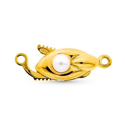 [P2676] 18K FORNITURA BROCHE COLLAR PARA 1 VUELTA CON PERLA