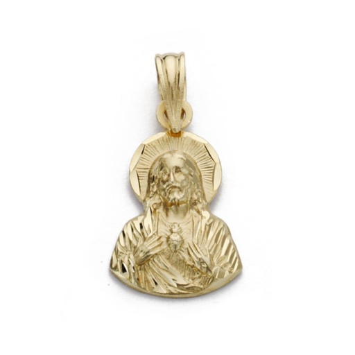 [P2689] 18K COLGANTE CRISTO SAGRADO  CORAZON DE JESUS. 17X10 MM
