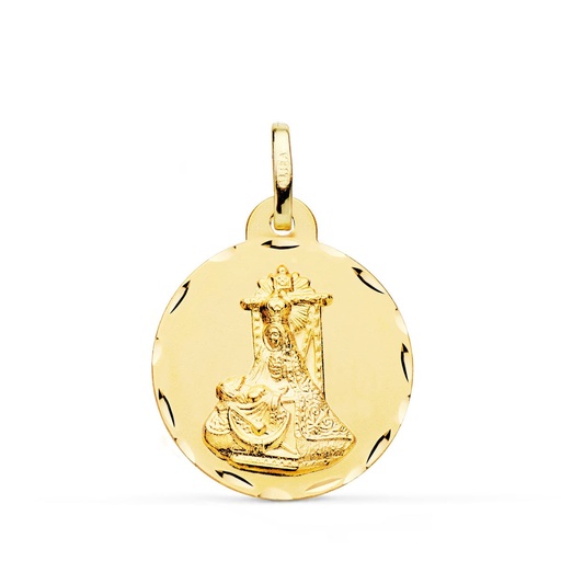 [P27000062] 18K MEDALLA VIRGEN DE LAS ANGUSTIAS TALLADA 22 MM