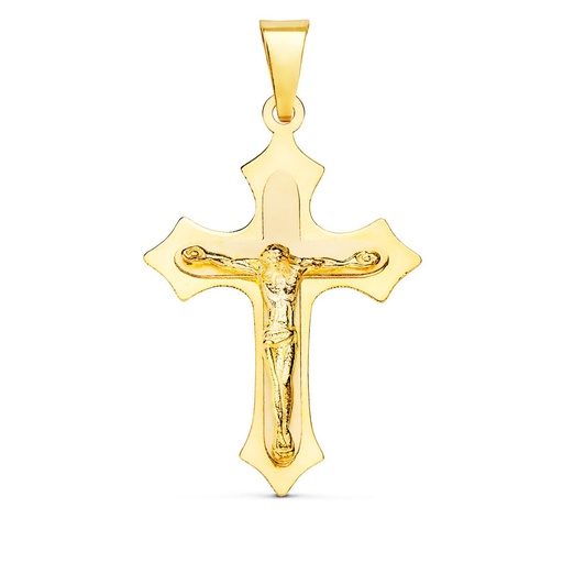 [P27000090] 18K CRUZ CON CRISTO EN BRILLO 32X22 MM
