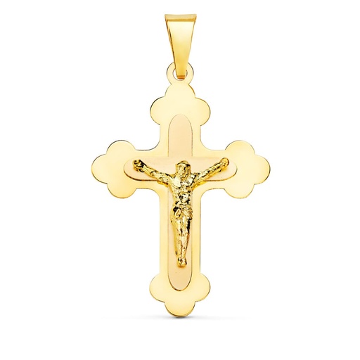 [P27000091] 18K CRUZ CON CRISTO EN BRILLO 32X22 MM