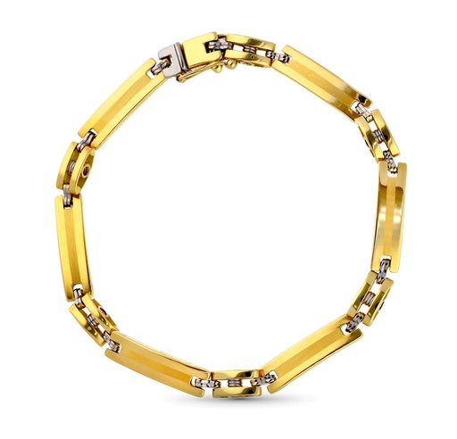 [P27000105] 18K PULSERA ORO AMARILLO CABALLERO BICOLOR