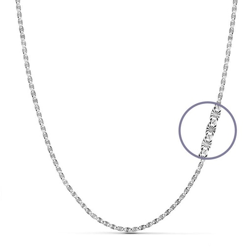 [P27000145] 18K CADENA MACIZA DIAMANTADA ORO BLANCO 45CM 2 MM