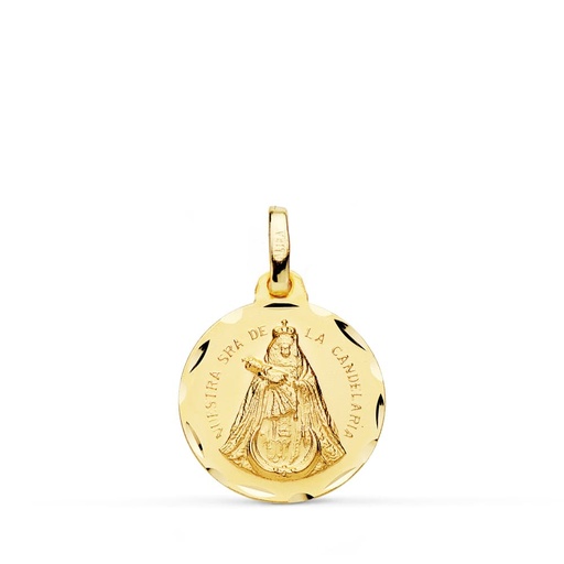 [P27000157] 18K MEDALLA NUESTRA SEÑORA DE LA CANDELARIA TALLADA 16 MM