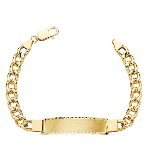 [P27000251] 18K ESCLAVA ORO AMARILLO BARBADA HUECA 21.5 CM