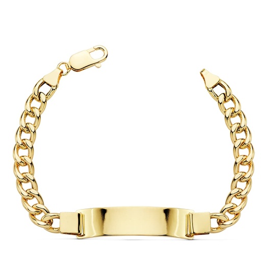 [P27000252] 18K ESCLAVA ORO AMARILLO BARBADA HUECA 21.5 CM