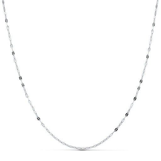 [P27001440] 18K CADENA MACIZA ORO BLANCO ESLABONES PLANOS TALLADOS 1.5 MM 40 CM