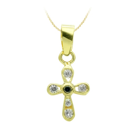[P2761] 18K CRUZ ORO AMARILLO CIRCONITAS 14X9 MM