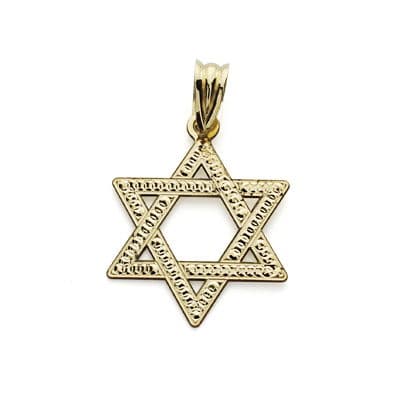 [P28000002] 18K COLGANTE ESTRELLA DE DAVID 23X18 MM TALLADA