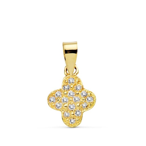 [P2858] 18K CRUZ ORO AMARILLO CIRCONITAS 11X10 MM