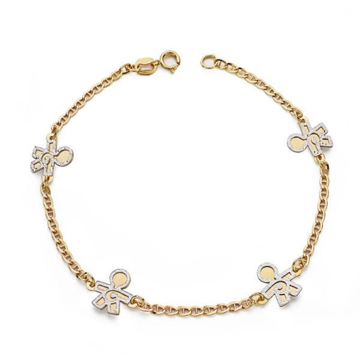 [P29000076] 18K PULSERA BICOLOR NIÑOS 19.5 CM