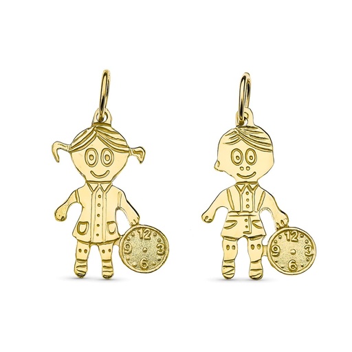 [P2906] 18K COLGANTE ORO AMARILLO NIÑO O NIÑA RELOJ. 18X11 MM