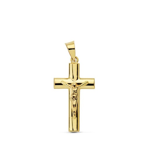 [P2931] 18K CRUZ CRISTO HUECA PALO OVAL 23X12 MM