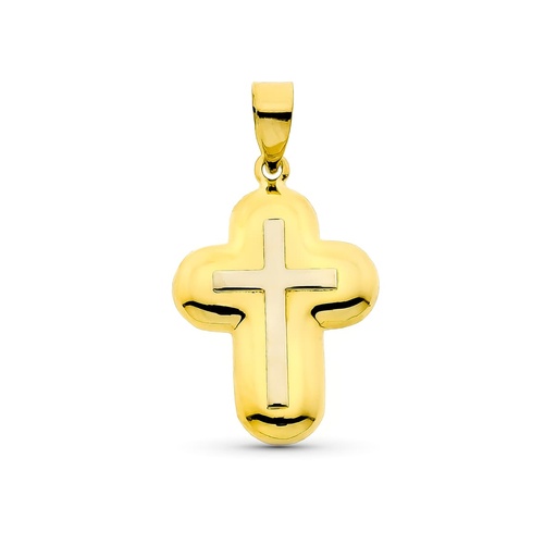 [P2949] 18K CRUZ ORO BICOLOR 22X15 MM