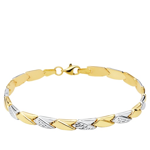 [P30000024] 18K PULSERA BICOLOR ESTAMPACION 19 CM