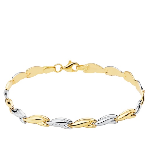[P30000026] 18K PULSERA BICOLOR ESTAMPACION 19 CM