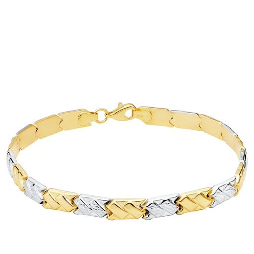 [P30000029] 18K PULSERA BICOLOR ESTAMPACION 19 CM