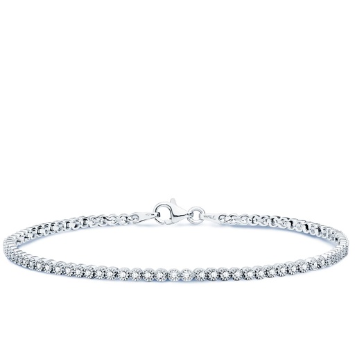[P30000038] 18K PULSERA ORO BLANCO CIRCONITAS 19 CM