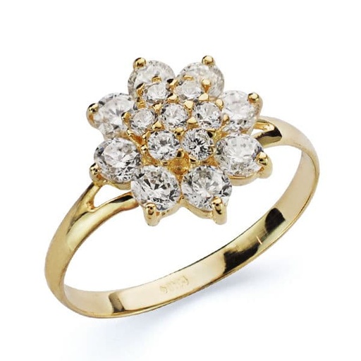 [P3090-2] 18K SORTIJA ORO AMARILLO CUAJO 15 CIRCONITAS