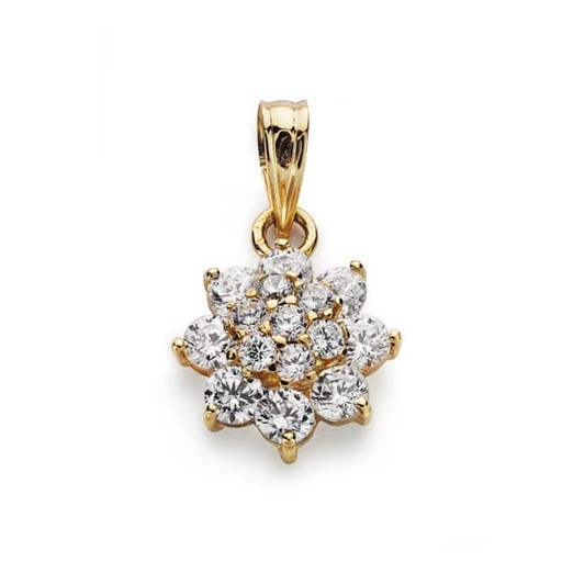[P3090-5] 18K COLGANTE ORO AMARILLO CUAJO CIRCONITAS 14X12 MM