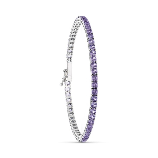 [P31000000] 18K PULSERA ORO BLANCO PIEDRAS AMATISTAS 19 CM