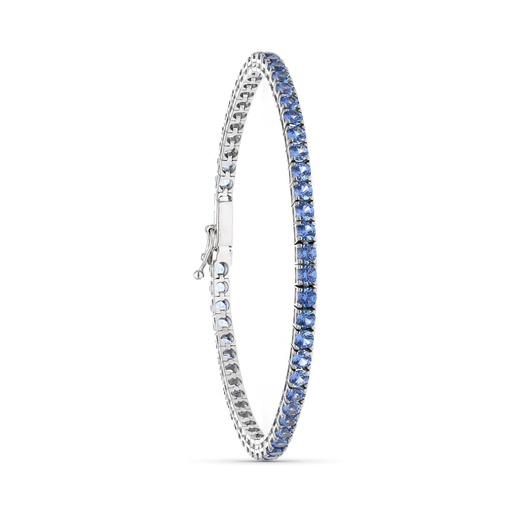 [P31000002] 18K PULSERA ORO BLANCO PIEDRAS AZULES 19 CM
