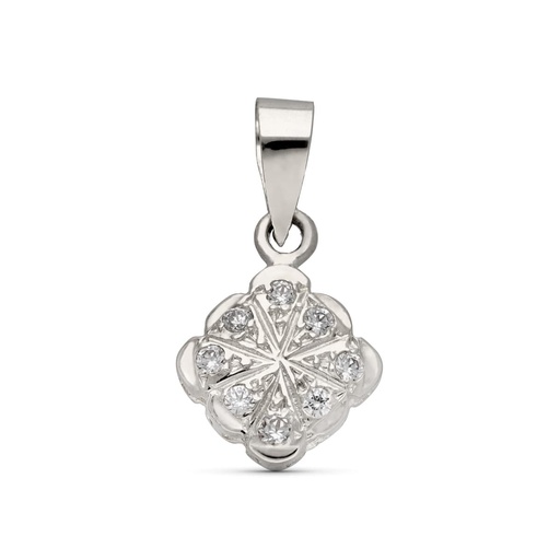 [P3177-5] 18K COLGANTE ORO BLANCO ROMBO CIRCONITAS