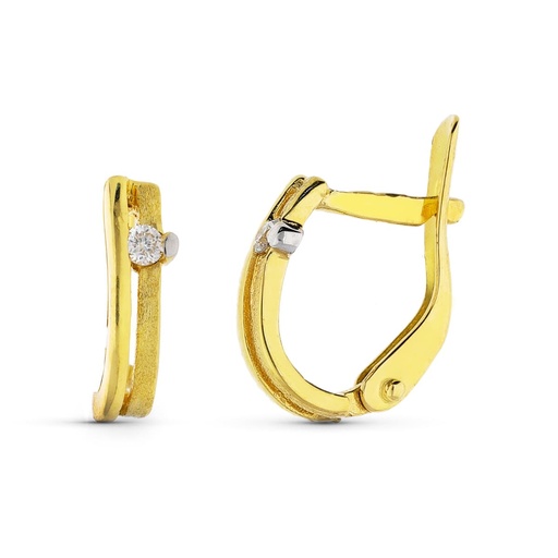 [P319-9664-1] 18K PENDIENTES ORO BICOLOR DIAMANTES TALLA BRILLANTE 9X3 MM