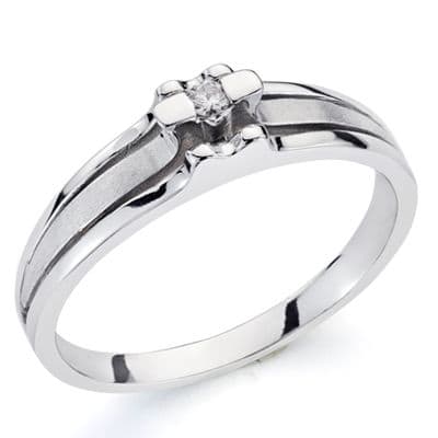 [P319-9681] 18K SORTIJA ORO BLANCO BRILLANTE. 0.042  QTS.