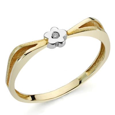 [P319-9765] 18K SORTIJA BICOLOR BRILLANTE. 0.010 QTS.
