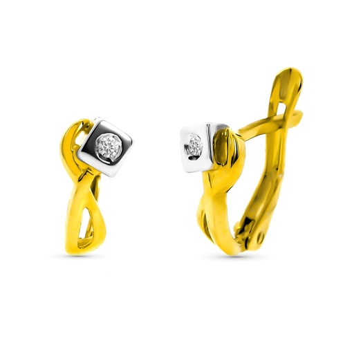 [P319-9786-1] 18K PENDIENTES ORO BICOLOR CON DIAMANTES TALLA BRILLANTE