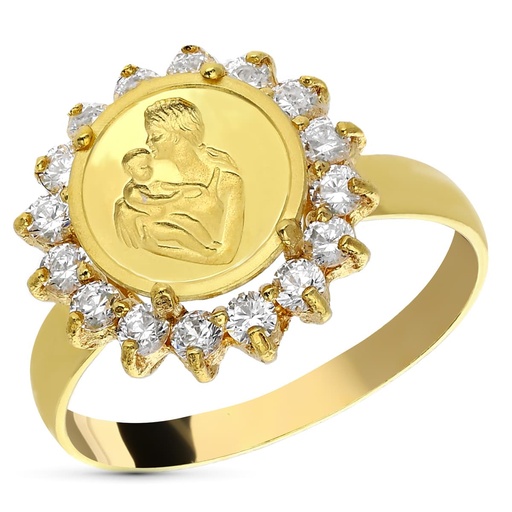 [P3202-2] 18K SORTIJA ORO AMARILLO MADRE 16 CIRCONITAS