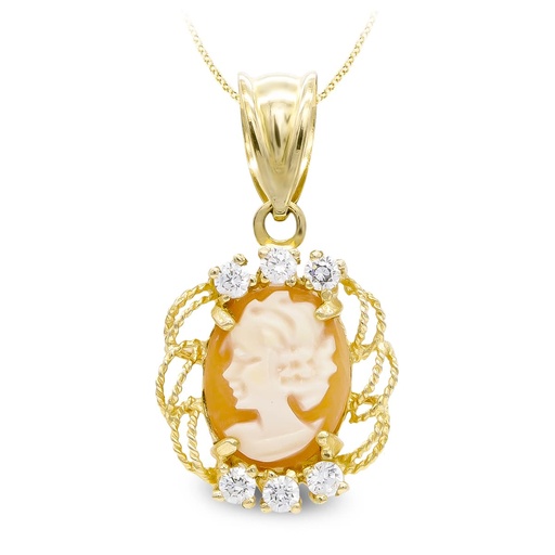 [P3205-5] 18K COLGANTE ORO AMARILLO CAMAFEO 17X13 MM