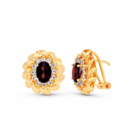 [P3233-1] 18K PENDIENTES ORO AMARILLO PIEDRA 15X14 MM