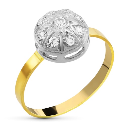 [P3289-2] 18K SORTIJA CIRCONITAS ORO BLANCO Y ORO AMARILLO