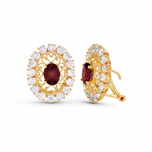 [P3312-1] 18K PENDIENTES ORO AMARILLO GRANATES