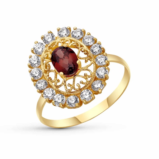 [P3312-2] 18K SORTIJA ORO AMARILLO GRANATES