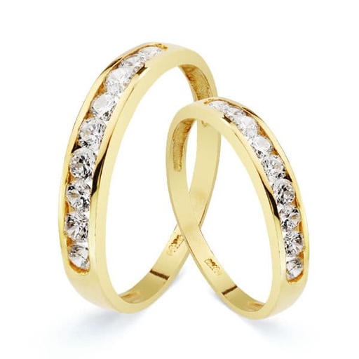 [P34000000] 18K ALIANZA CIRCONITAS CARRIL ORO AMARILLO 3.5 MM
