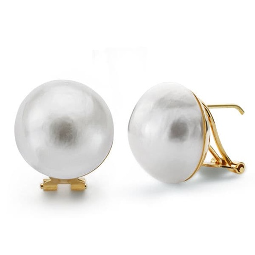 [P3431-1] 18K PENDIENTES PERLA JAPONESA 16 MM OMEGA