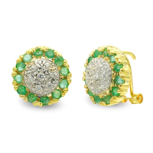 [P3442-1] 18K PENDIENTES ORO AMARILLO PIÑA CIRCONITAS