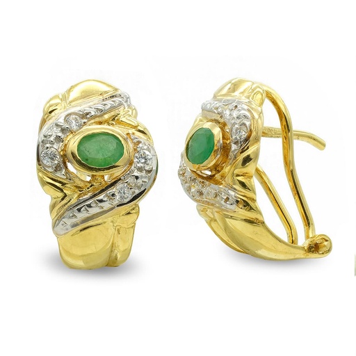 [P3459-1] 18K PENDIENTES ORO BICOLOR OVAL CIRCONITAS